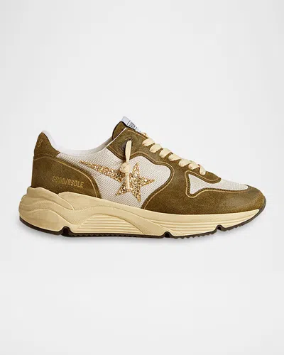 Golden Goose Running Sole Suede And Mesh Sneakers In Multi