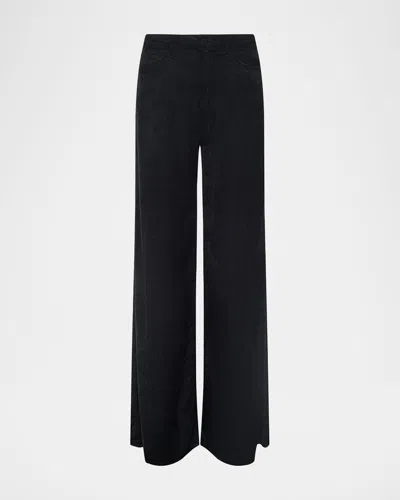 L'agence Quincy High-rise Wide Corduroy Jeans In Black