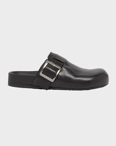 Loewe Leather Buckle Mules In Black