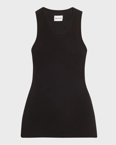 Aexae Rib-knit Tank Top In Black
