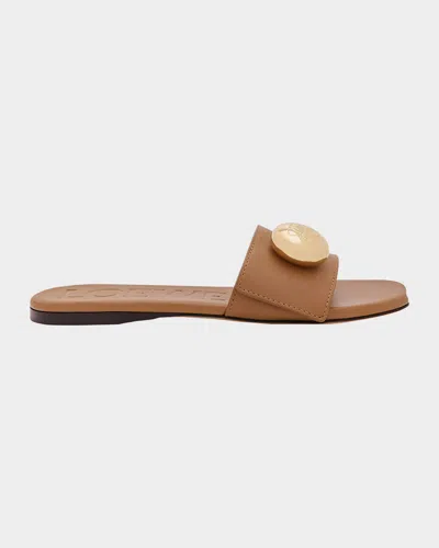 Loewe Pebble Leather Slide Sandals In Brown