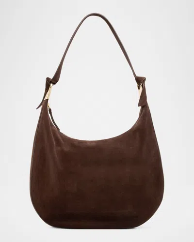 Loeffler Randall Morgan Rounded Suede Shoulder Bag In Burgundy