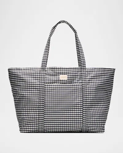 Loeffler Randall Dina Gingham-print Nylon Travel Tote Bag In Black