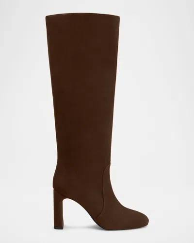 Stuart Weitzman 85mm Babette Tubo Suede Knee-high Boots In Brown