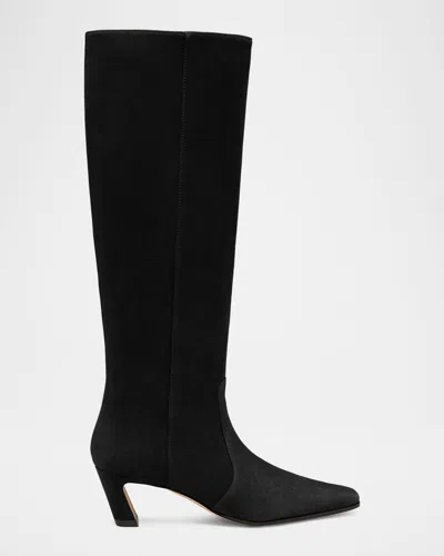 Stuart Weitzman 50mm Stassi Suede Knee-high Boots In Black