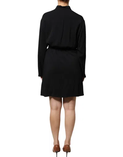 Emporio Armani Black Viscose Long Sleeves A-line Mini Women's Dress In Black