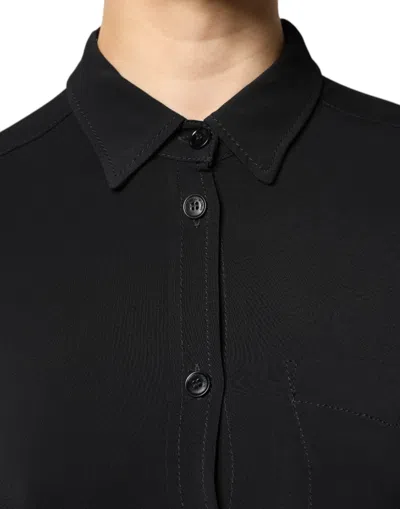 Emporio Armani Black Viscose Long Sleeves A-line Mini Women's Dress In Black