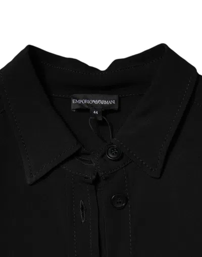 Emporio Armani Black Viscose Long Sleeves A-line Mini Women's Dress In Black