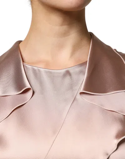 Pre-owned Emporio Armani Pink Satin Long Sleeves Sheath Wrap Mini Women's Dress ()