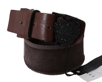 Ermanno Scervino Dark Brown Leather Wide Buckle Waist Women's Belt In Brown