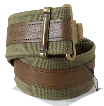 Ermanno Scervino Green Leather Rustic Bronze Buckle Army Belt In Green