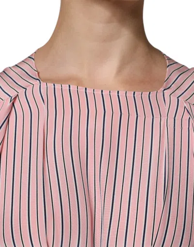 Pre-owned Ermanno Scervino Pink Stripes Silk Long Sleeves Midi Women's Dress ()