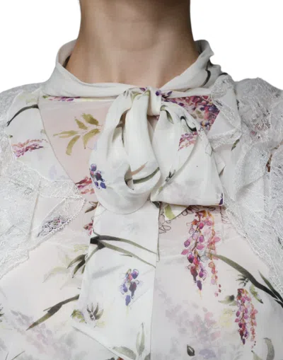 Pre-owned Ermanno Scervino White Floral Ruffles Lace Long Sleeves Maxi Women's Dress ()