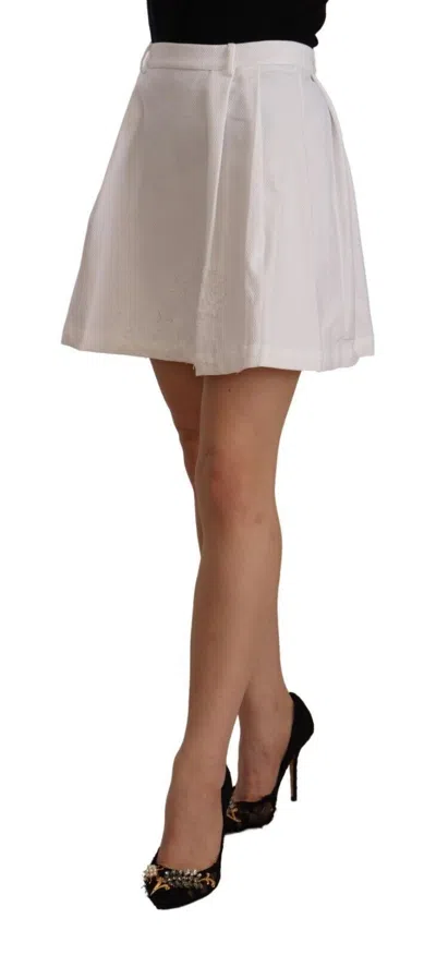 Ermanno Scervino White High Waist A-line Mini Cotton Women's Skirt In White