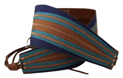 Exte Brown Leather Wide Waistband Tie Fastening Women's Belt In Brown