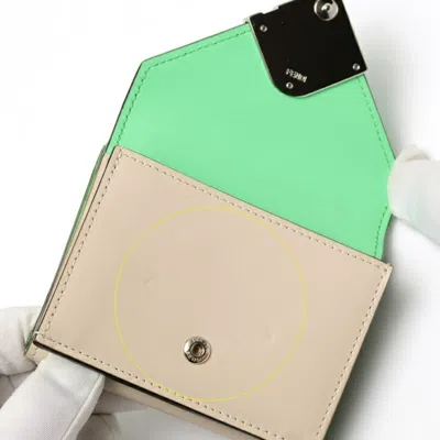Pre-owned Fendi Light Beige Light Green Leather Wallet (tri-fold) ()