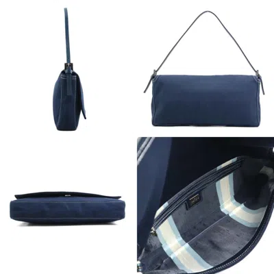 Pre-owned Fendi Navy Canvas Leather Shoulder Bag () In Blue