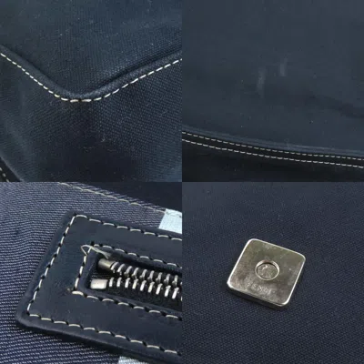Pre-owned Fendi Navy Canvas Leather Shoulder Bag () In Blue