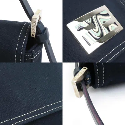 Pre-owned Fendi Navy Canvas Leather Shoulder Bag () In Blue