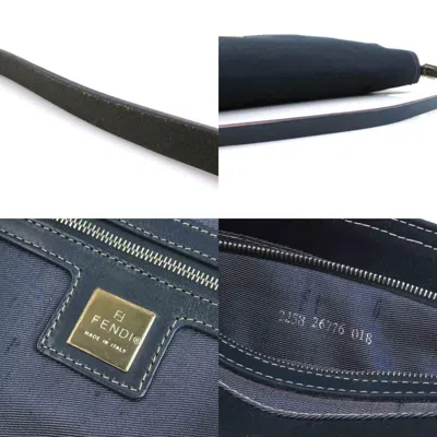 Pre-owned Fendi Navy Canvas Leather Shoulder Bag () In Blue
