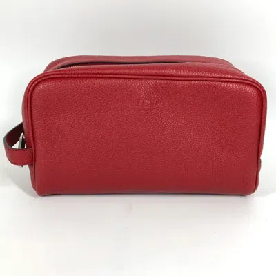 Pre-owned Fendi Red Color Leather Clutch Bag ()