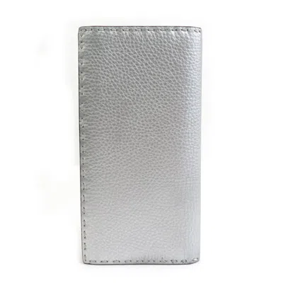 Pre-owned Fendi Silver Leather Long Wallet (bi-fold) ()