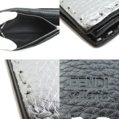 Pre-owned Fendi Silver Leather Long Wallet (bi-fold) ()