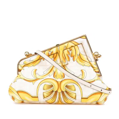 Pre-owned Fendi White Yellow Pvc Leather Shoulder Bag ()