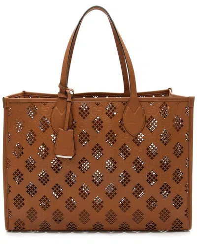 Gucci Brown Gg Debossed Calfskin Diamond Cutout Medium Tote (authentic Pre-  Loved) In Brown