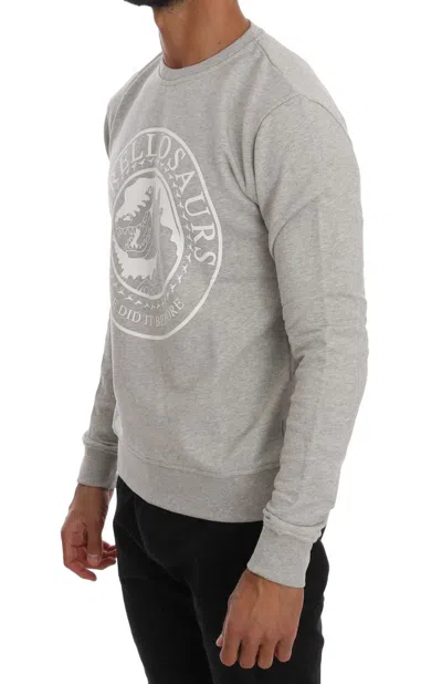 Frankie Morello Cotton Crewneck Pullover Sweater In Gray