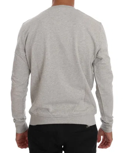 Frankie Morello Cotton Crewneck Pullover Sweater In Gray