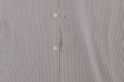 Frankie Morello White Blue Striped Casual Cotton Regular Fit Men's Shirt In Blue