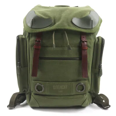 Pre-owned Givenchy Khaki Canvas Leather Backpack () In Brown