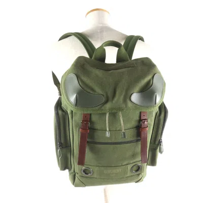 Pre-owned Givenchy Khaki Canvas Leather Backpack () In Brown