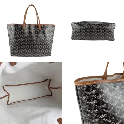 Pre-owned Goyard Black Brown White Pvc Leather Tote Bag () In Multi