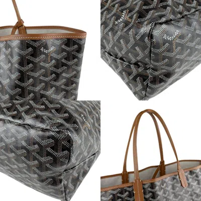 Pre-owned Goyard Black Brown White Pvc Leather Tote Bag () In Multi