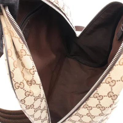 Pre-owned Gucci Beige Brown Canvas Leather Backpack () In Multi