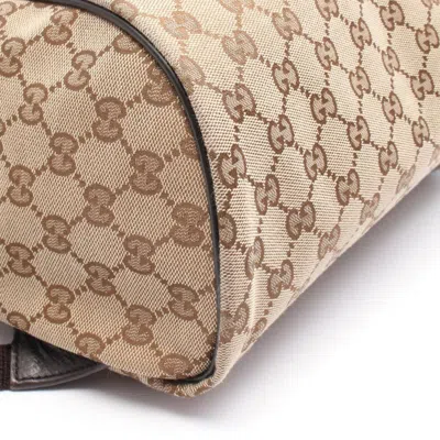 Pre-owned Gucci Beige Brown Canvas Leather Backpack () In Multi