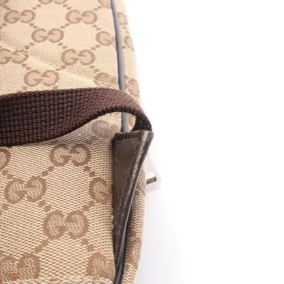 Pre-owned Gucci Beige Brown Canvas Leather Backpack () In Multi