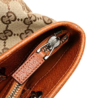 Pre-owned Gucci Beige Brown Canvas Leather Shoulder Bag Tote Bag () In Multi