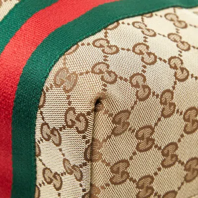 Pre-owned Gucci Beige Brown Canvas Shoulder Bag Tote Bag () In Multi