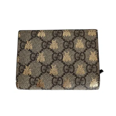 Pre-owned Gucci Beige Brown Gg Supreme Wallet (bi-fold) () In Multi