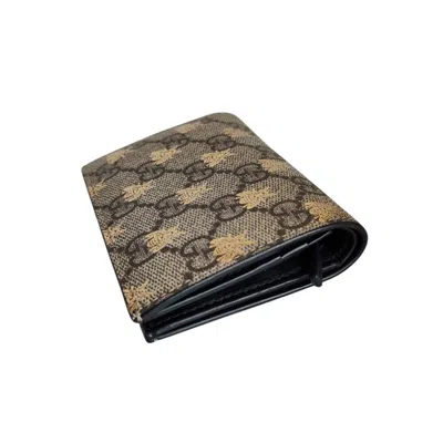 Pre-owned Gucci Beige Brown Gg Supreme Wallet (bi-fold) () In Multi