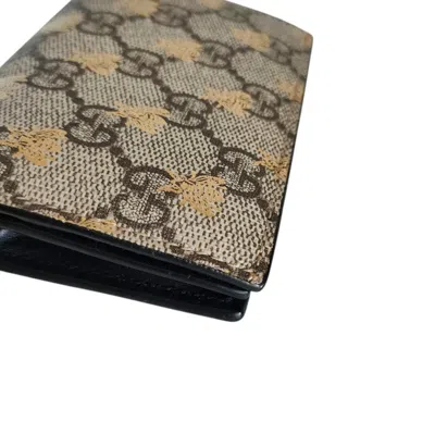 Pre-owned Gucci Beige Brown Gg Supreme Wallet (bi-fold) () In Multi