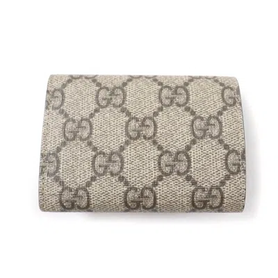Pre-owned Gucci Beige Brown Gg Supreme Wallet (tri-fold) () In Multi
