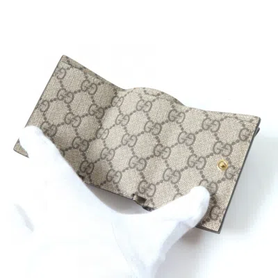 Pre-owned Gucci Beige Brown Gg Supreme Wallet (tri-fold) () In Multi