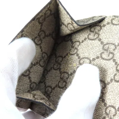 Pre-owned Gucci Beige Brown Gg Supreme Wallet (tri-fold) () In Multi