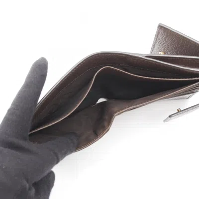 Pre-owned Gucci Beige Brown Leather Coated Canvas Wallet (bi-fold) () In Multi