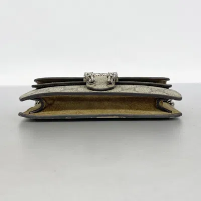 Pre-owned Gucci Beige Brown Pvc Chain/shoulder Wallet () In Multi