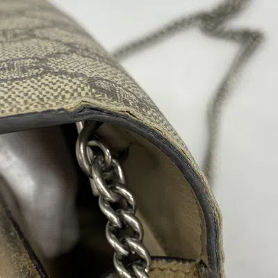 Pre-owned Gucci Beige Brown Pvc Chain/shoulder Wallet () In Multi